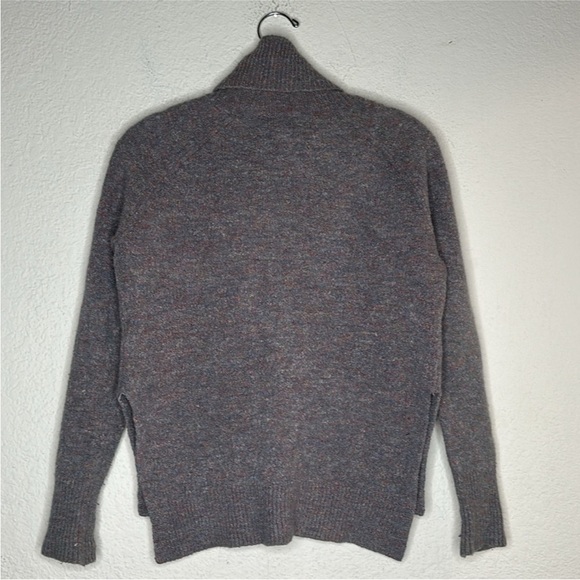 Aritzia Wilfred Lin Turtleneck Sweater Small Purple Gray Side Slits Hi Low Hem - Picture 5 of 7